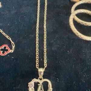 Gold Heart Initial Necklace